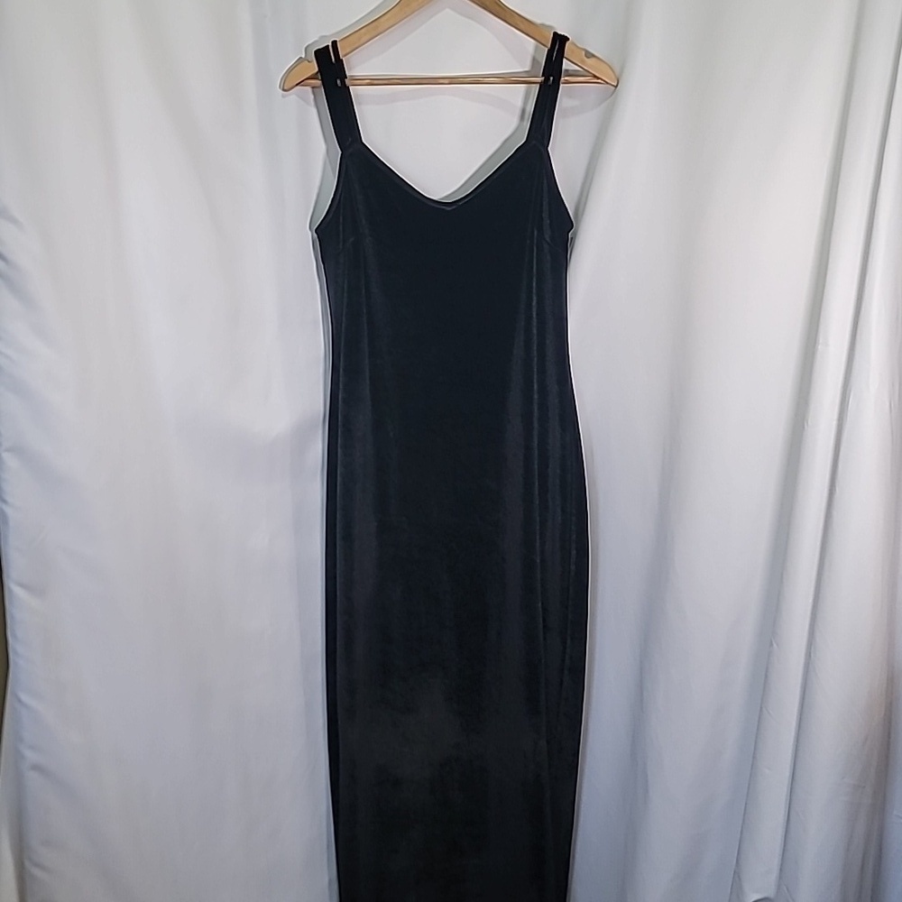 NASTY GAL Velvet Double Strap V Neck Maxi with low back slit Fitted